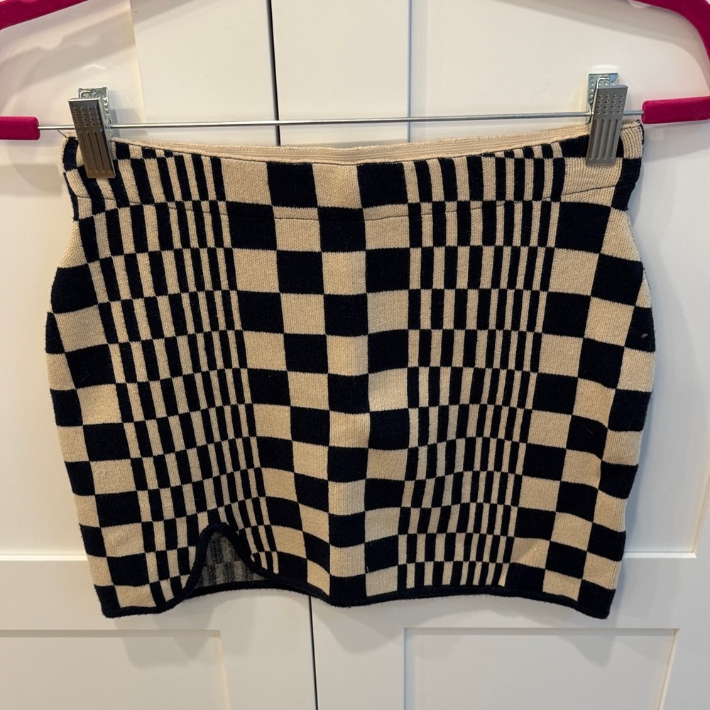 Urban Outfitters Checkered Navy and Tan Women's Skirt, NWT